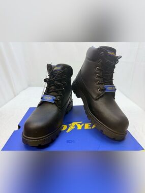 GoodYear Men's Black Steel Toe Slip-Resistant Outsole Work & Safety Boots sz 8.5